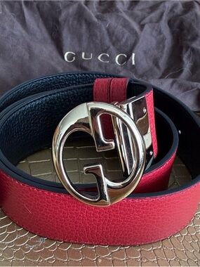 Authentic Gucci Reversible Interlocking GG Leather Belt – Size 90/36